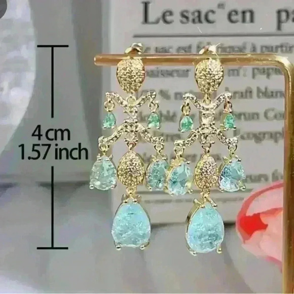 NEW-Zirconia Dangle Earrings - Sparkling Elegance and Timeless Style - Picture 3 of 4